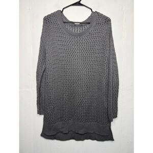 Peruvian Connection Sweater Open Knit Crochet Gray Women's Size Small